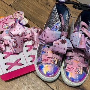 JoJo Siwa Glittery Pink and Silver Sneakers